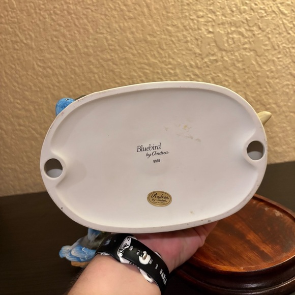 Andrea by Sadek Blue Bird Family With Wooden Base - Picture 8 of 9